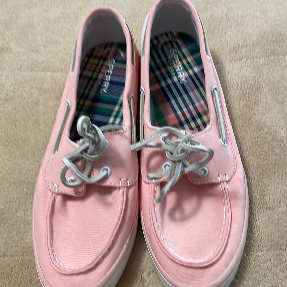 Sperry Pink Canvas Boat Shoes